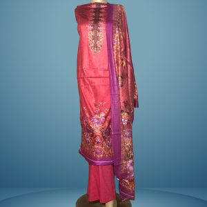 This dark pink comfy cotton printed kamiz set with pants and a big dupatta, perfect for casual summer days at home. Vibrant design, soft fabric, and versatile style.