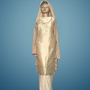 Golden Beige Muslin Salwar Kameez Elegant golden beige muslin cotton embroidered kamiz set, blending grace and comfort. Exquisite embroidery adds sophistication, creating a wearable piece of art. Noborong.com