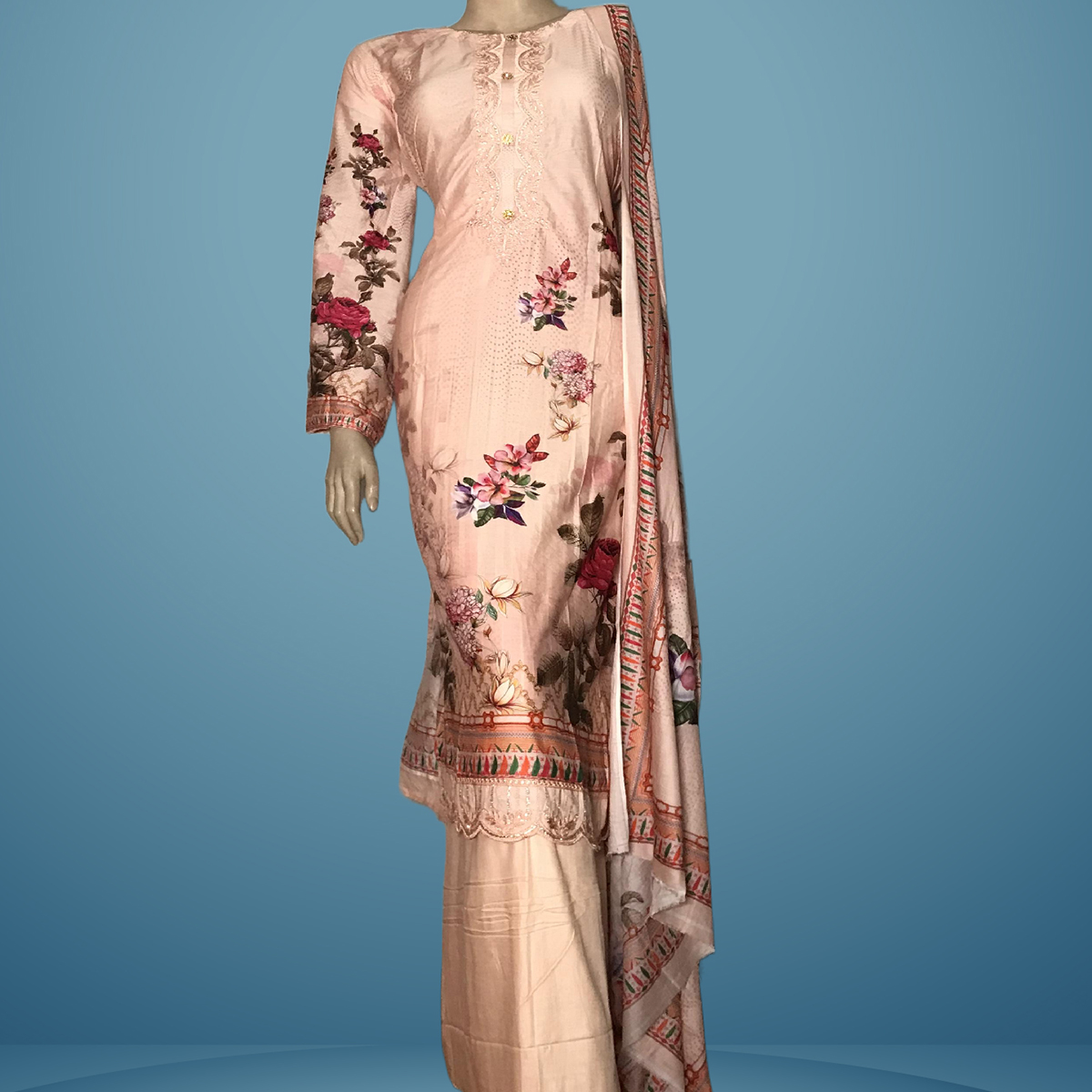 Peach Cotton Salwar Kameez- Noborong Peach Cotton Salwar Kameez