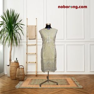 Ladies outfit, Trendy collection, Kurti, Embroidered kurta, Beige kurta, Pakistani dress